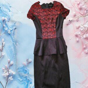 Enfocus Studio Black and Red Patterned Dress